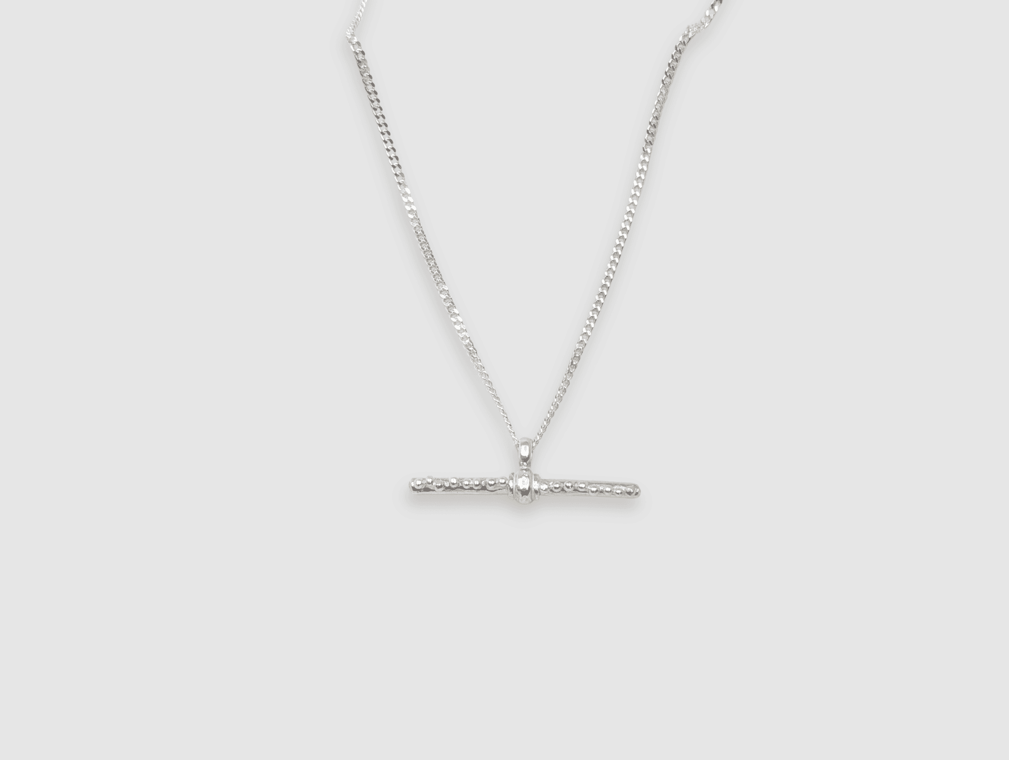 Milly-Maunder-Rustic-Textured-Beaded-Organic-Antique-T-Bar-Pendant-Necklace-Chain-Sterling-Silver