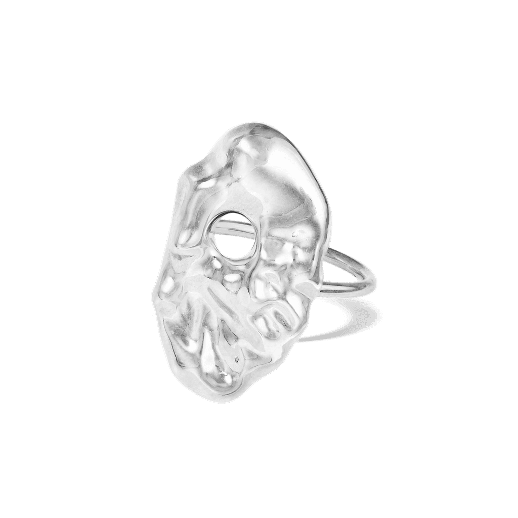 Liz-Crow-London-Fortitude-Ring--The-Anchor-Sterling-Silver-Statement-Sculptural-Molten-Organic-Texture-Cocktail-Ring