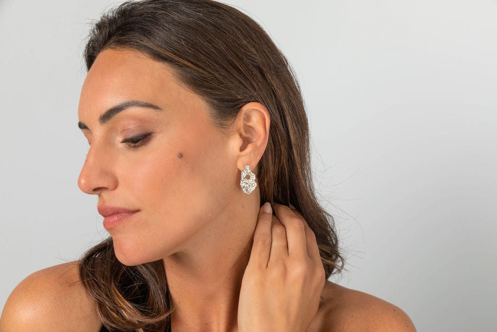 Liz-Crow-London-The-Anchor-Sterling-Silver-Statement-Earrings-Sculptural-Molten-Texture-Drop-Oversized-Stud-Studs-Earring
