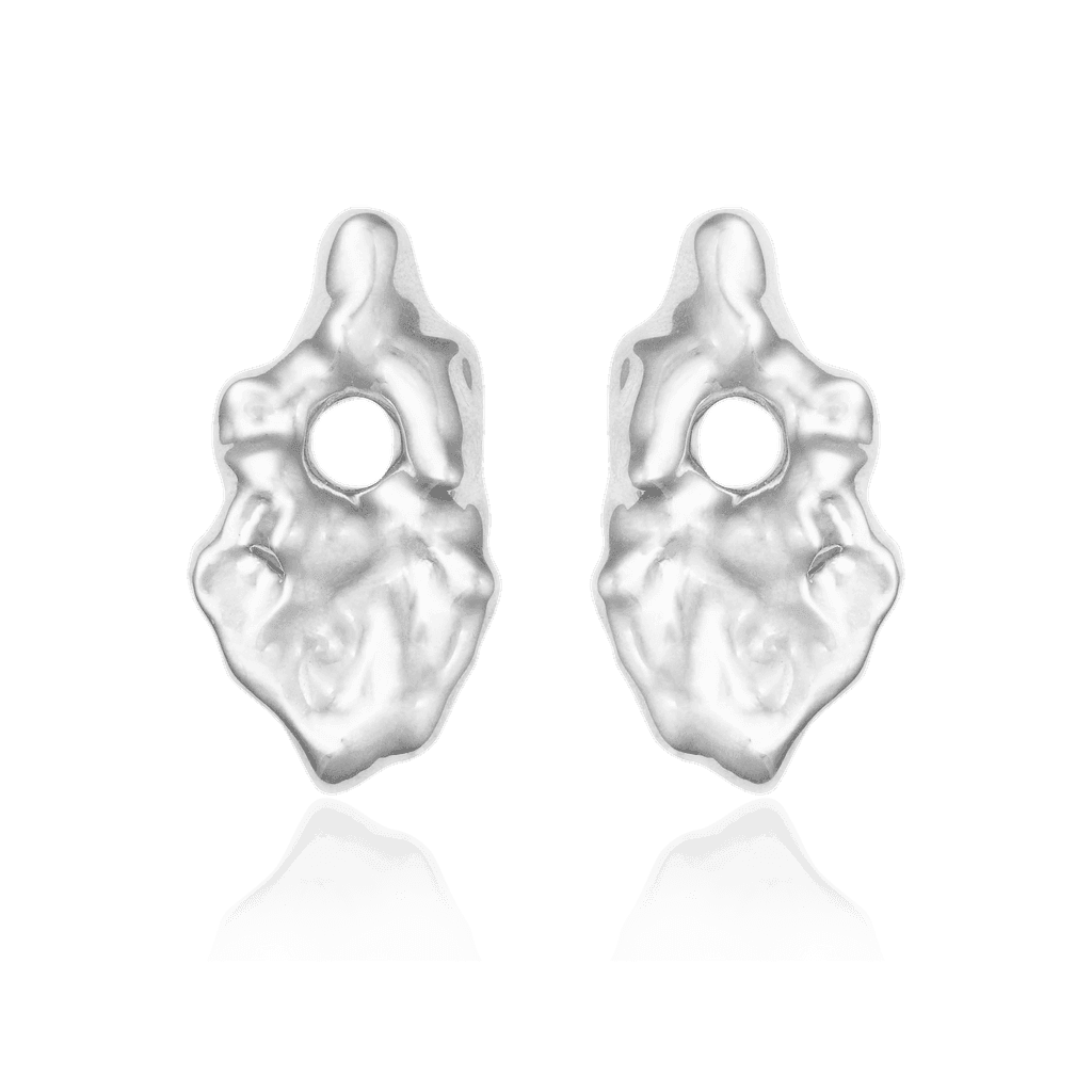 Liz-Crow-London-The-Anchor-Sterling-Silver-Statement-Earrings-Sculptural-Molten-Texture-Drop-Oversized-Stud-Studs-Earring