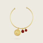 the-capricorn-zodiac-bracelet-Kensho-Heirlooms-18ct-gold-vermeil-statement-cool-jewellery-vintage-antique-coin-charm-personal-star-sign-gift-everyday-meaningful-winter-sun-boho-uk-jewellery-brand-curated-at-golden-red-garnet-stoneBracelets-Kensho Heirlooms-GOLDEN-ShopGolden.co-Demifine-Jewellery-Destination-Contemporary-Curated-UK-Brands
