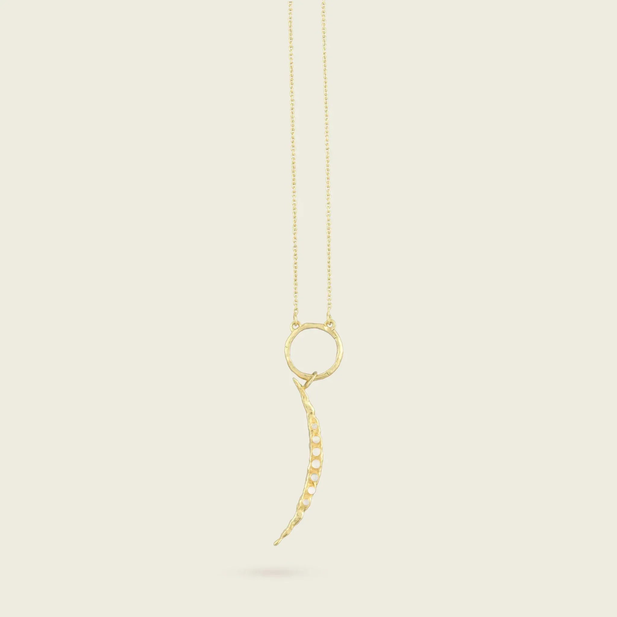 The Crescent of Hope Gold--the-crescent-of-hope-gold-charm-18ct-gold-vermeil-moon-pearl-gemstone-adorned-hammered-charm-boho-winter-sun-summer-jewellery-handmade-mix-match-interchangeable-pendant-necklace-golden-kensho-heirloomsCharmCharms-Kensho Heirlooms-GOLDEN-ShopGolden.co-Demifine-Jewellery-Destination-Contemporary-Curated-UK-Brands