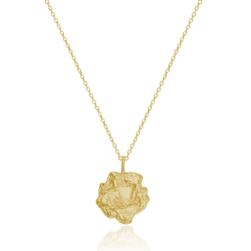 Liz-Crow-London-Presence-Pendant-18CT-GOLD-The-Deep-Stillness-Necklace-Textured-Molten-Sculptural-Coin-Circle-Pendant
