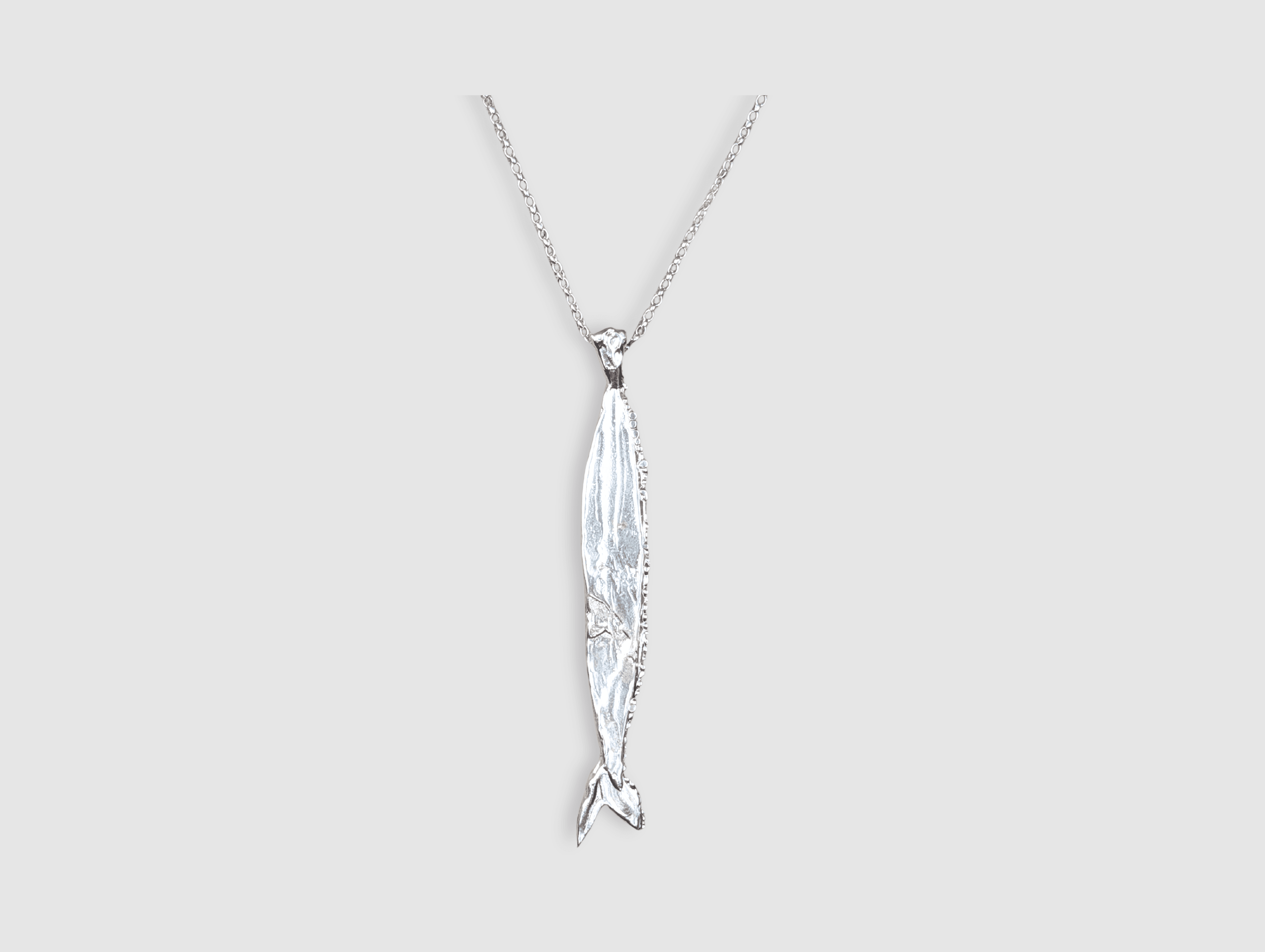 Milly-Maunder-Fish-Pendant-Long-Necklace-Coastal-Marine-Motifs-Jewellery-Beach-Summer-Pendant-Sealife-Ocean-Textured-Cool-Pisces-Sterling-Silver