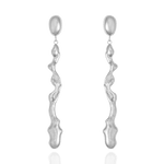Liz-Crow-London-Resilience-Earrings-The-Flow-Within-Sterling-Silver-Sculptural-Drop-Dangle-Wiggle-Wavey-Organic-Molten-TExture-Statement-Earrings
