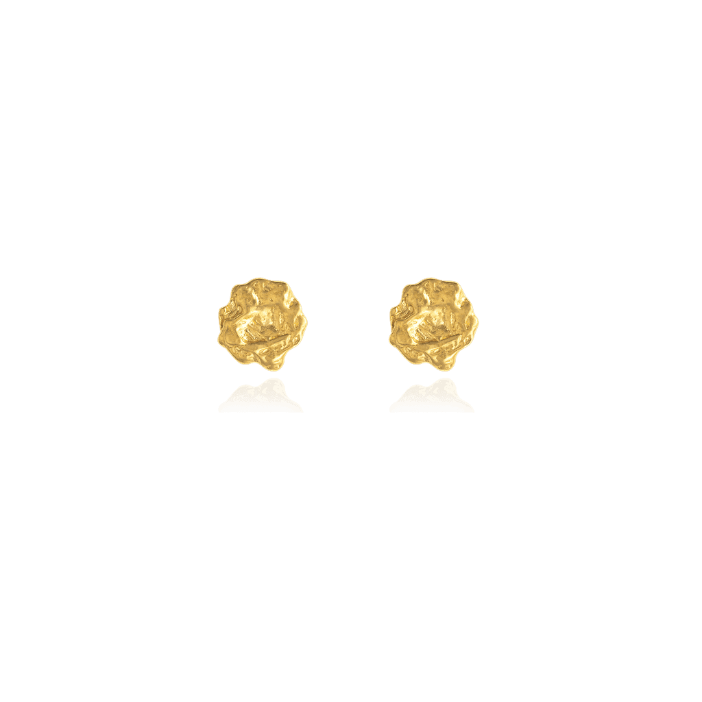 Liz-Crow-London-Presence-Studs-18CT-GOLD-Gentle-Stillness-Vermeil-18ct-Gold-Coin-Circle-Molten-Studs-Earrings-Texture 