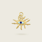 The Guardian Eye Charm-18ct-gold-vermeil-hammered-pendant-blue-boho-cool-summer-winter-sun-jewellery-interchangeable-charm-mix-match-gift-Kensho-Heirlooms-Meaingful-symbols-handmade-jewellery-goldenCharms-Kensho Heirlooms-GOLDEN-ShopGolden.co-Demifine-Jewellery-Destination-Contemporary-Curated-UK-Brands