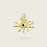 The Guardian Eye Charm-18ct-gold-vermeil-hammered-pendant-blue-boho-cool-summer-winter-sun-jewellery-interchangeable-charm-mix-match-gift-Kensho-Heirlooms-Meaingful-symbols-handmade-jewellery-goldenCharms-Kensho Heirlooms-GOLDEN-ShopGolden.co-Demifine-Jewellery-Destination-Contemporary-Curated-UK-Brands