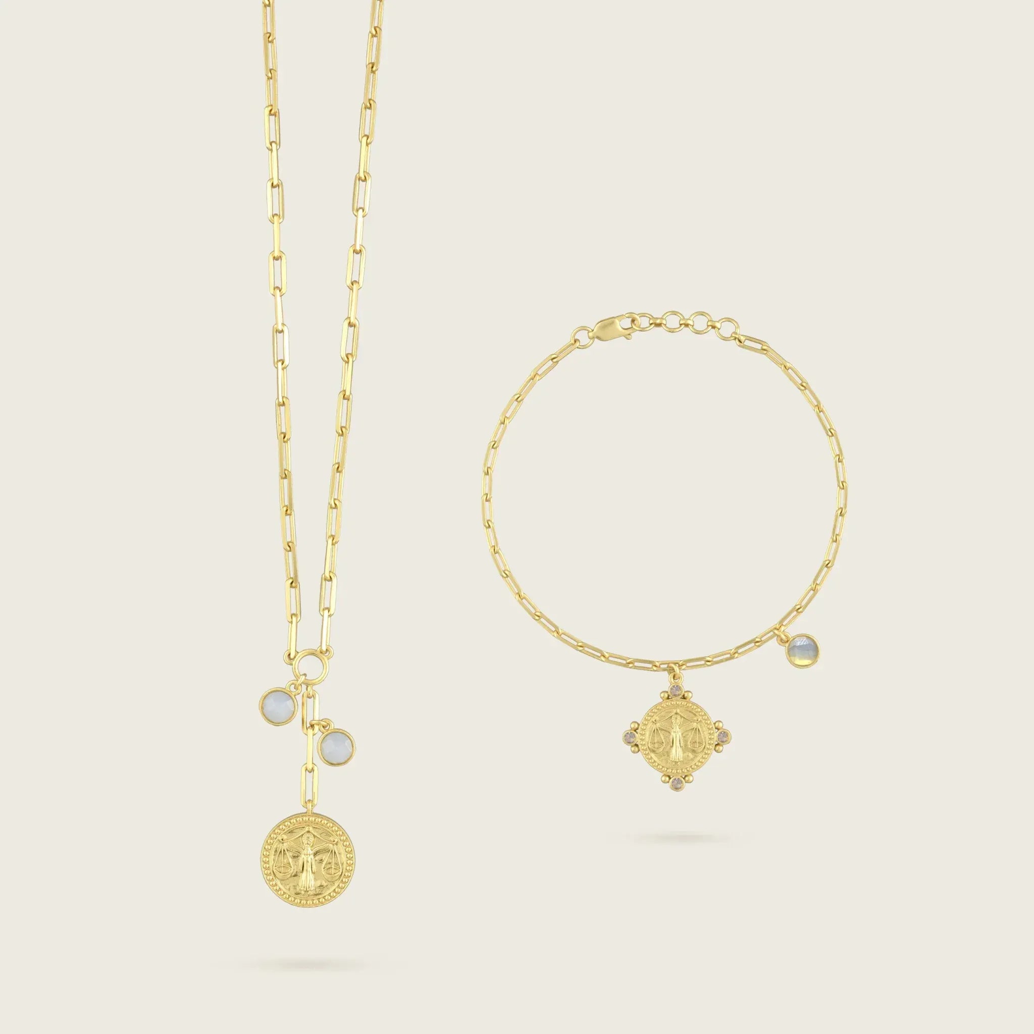 the-libra-zodiac-bracelet-Kensho-Heirlooms-18ct-gold-vermeil-statement-cool-jewellery-vintage-antique-coin-charm-personal-star-sign-gift-everyday-meaningful-winter-sun-boho-uk-jewellery-brand-curated-at-golden-Opal-Stone-BirthstoneKensho Heirlooms-GOLDEN-ShopGolden.co-Demifine-Jewellery-Destination-Contemporary-Curated-UK-Brands