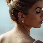 Liz-Crow-Jewellery-London-The-Noticing-18ct-Gold-Vermeil-Molten-TExtured-Odd-Asymmetric-Sculptural-Statement-Stud-Studs-Earrings