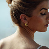 Liz-Crow-Jewellery-London-The-Noticing-18ct-Gold-Vermeil-Molten-TExtured-Odd-Asymmetric-Sculptural-Statement-Stud-Studs-Earrings