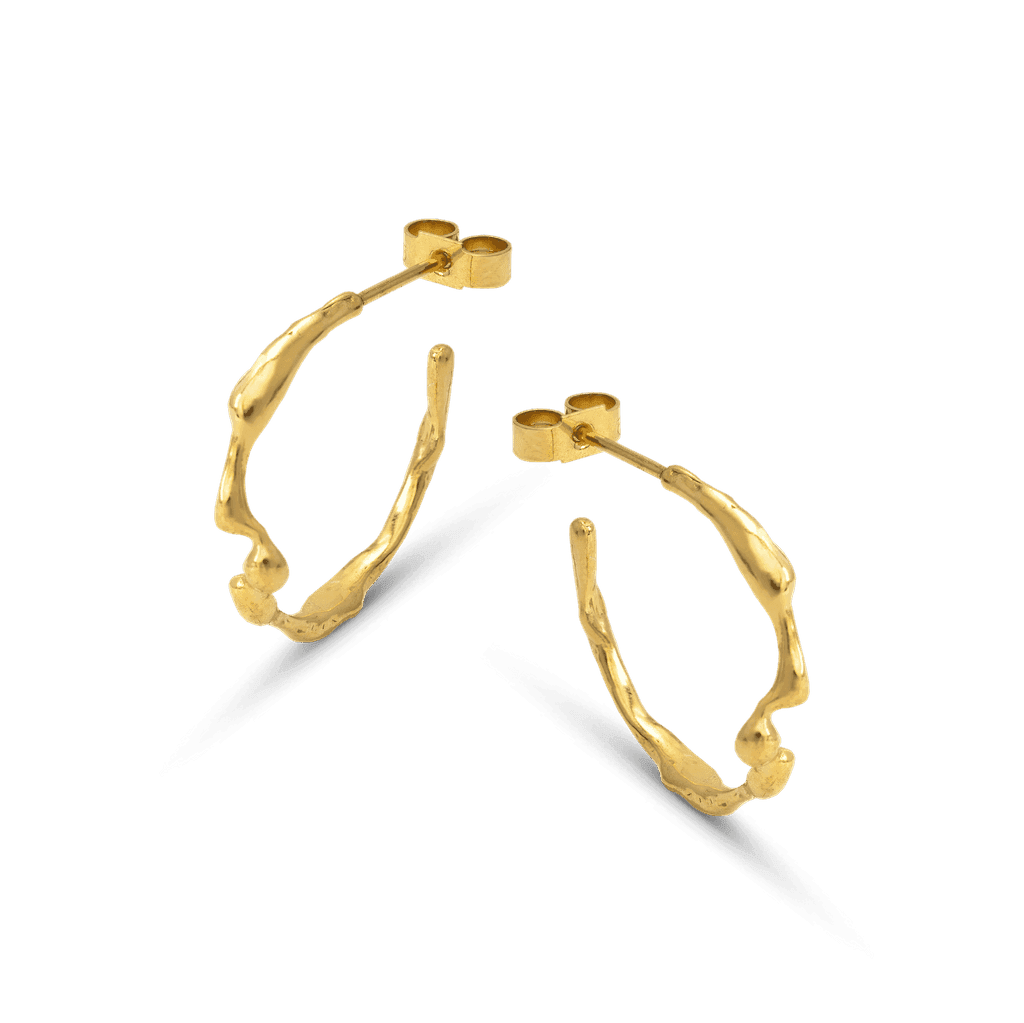 Liz-Crow-London-Gratitude-Hoops-18CT-GOLD-Vermeil-The-Knowing-Hoop-Molten-Texture-Medium-Hoop-earring