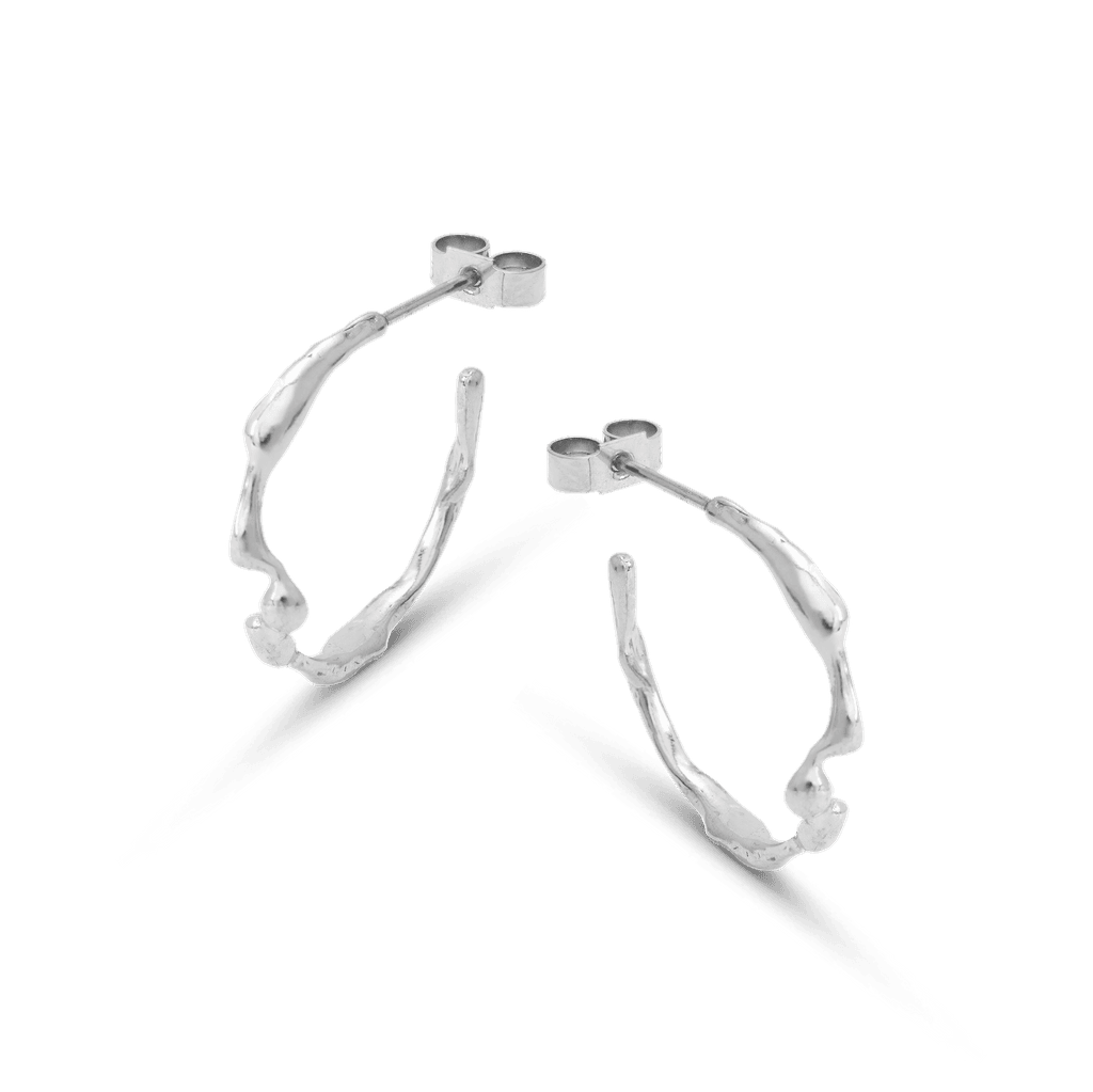 Liz-Crow-London-Gratitude-Hoops-Sterling-Silver-The-Knowing-Thin-Textured-Molten-Hoop-Large-Medium-Earrings