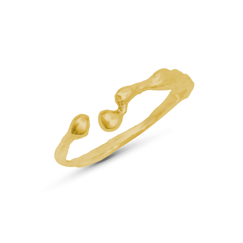 Liz-Crow-London-Gratitude-Ring-18CT-GOLD-Vermeil-The Offering-Ring-Molten-Dainty-Band-textured-Ripple-Stacking