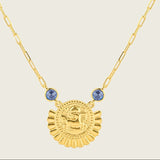 the-sagittarius-zodiac-amulet-single-necklace-blue-zircoin-stone-birthstone-vintage-coin-heirloom-boho-bohemian-cool-effortless-winter-sun-jewellery-demifine-golden-uk-brandsNecklaceNecklace-Kensho Heirlooms-GOLDEN-ShopGolden.co-Demifine-Jewellery-Destination-Contemporary-Curated-UK-Brands