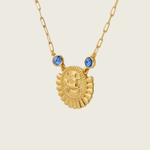 the-sagittarius-zodiac-amulet-single-necklace-blue-zircoin-stone-birthstone-vintage-coin-heirloom-boho-bohemian-cool-effortless-winter-sun-jewellery-demifine-golden-uk-brandsNecklaceNecklace-Kensho Heirlooms-GOLDEN-ShopGolden.co-Demifine-Jewellery-Destination-Contemporary-Curated-UK-Brands