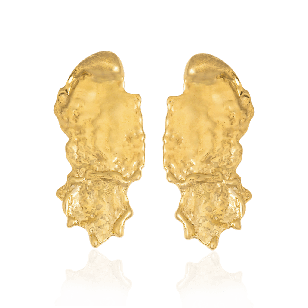 Liz-Crow-London-Wonder-Earrings-18CT-GOLD-Self-Seen-Statement-Stud-Oversized-Molten-Melting-Textured-Earring