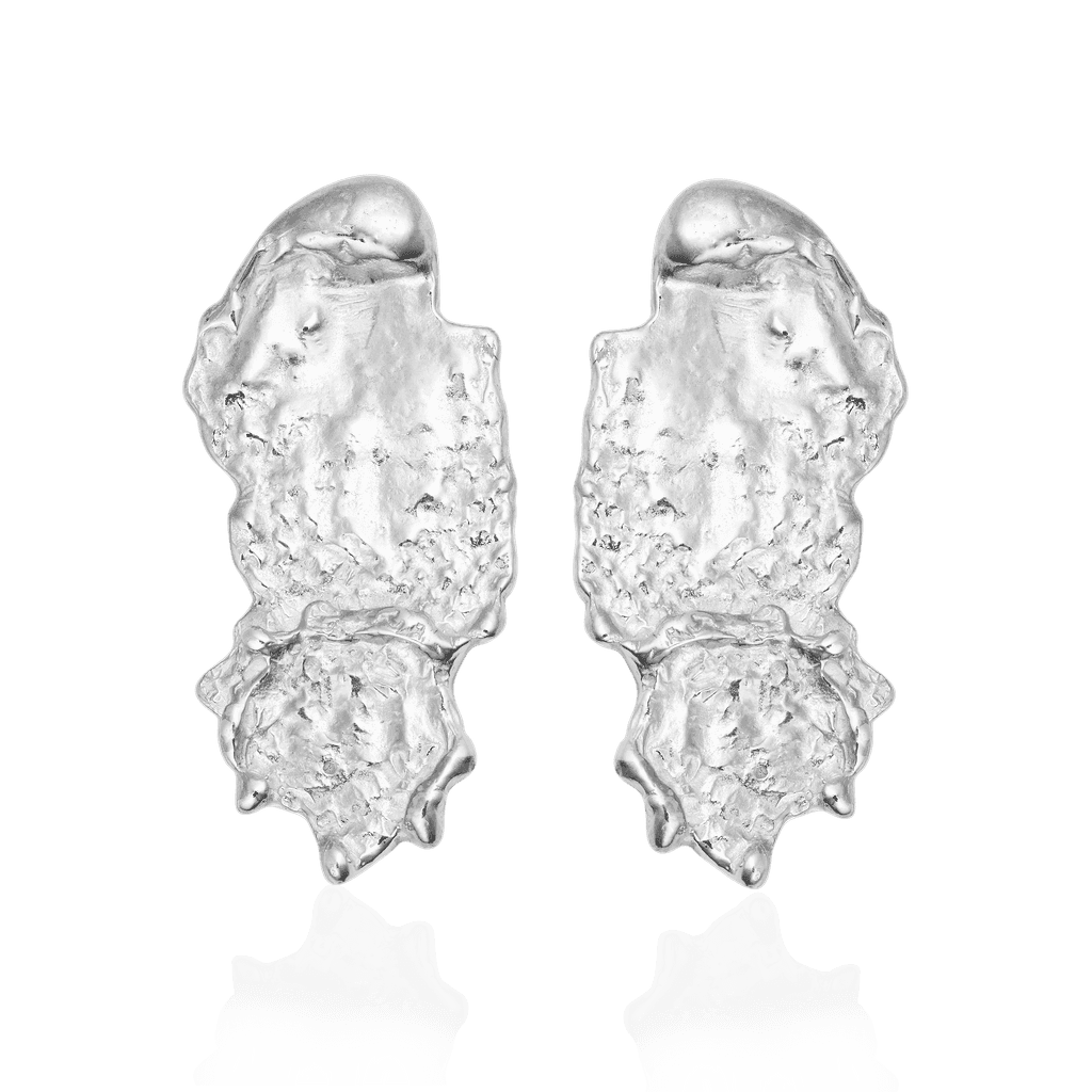 Liz-Crow-London-Wonder-Earrings-Sterling-Silver-Seen-Self-Molten-Textured-Statement-Oversized-Stud-Earrings