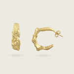 The Silent Verse Earrings-18ct-gold-vermeil-kensho-heirlooms-statement-hoops-hoop-gold-rustic-textured-hammered-molten-unique-gift-statement-earrings-handmade-uk-boho-summer-jewellery-everyday-day-nightEarrings-Kensho Heirlooms-GOLDEN-ShopGolden.co-Demifine-Jewellery-Destination-Contemporary-Curated-UK-Brands
