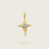 The Skycompass Charm-18ct-gold-vermeil-blue-topaz-star-cross-charm-pendant-interchangeable-boho-summer-winter-sun-pendant-necklace-hammered-Kensho-HeirloomsCharms-Kensho Heirlooms-GOLDEN-ShopGolden.co-Demifine-Jewellery-Destination-Contemporary-Curated-UK-Brands