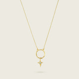 The Skycompass Charm-18ct-gold-vermeil-blue-topaz-star-cross-charm-pendant-interchangeable-boho-summer-winter-sun-pendant-necklace-hammered-Kensho-HeirloomsCharms-Kensho Heirlooms-GOLDEN-ShopGolden.co-Demifine-Jewellery-Destination-Contemporary-Curated-UK-Brands