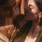 The Skycompass Charm-18ct-gold-vermeil-blue-topaz-star-cross-charm-pendant-interchangeable-boho-summer-winter-sun-pendant-necklace-hammered-Kensho-HeirloomsCharms-Kensho Heirlooms-GOLDEN-ShopGolden.co-Demifine-Jewellery-Destination-Contemporary-Curated-UK-Brands