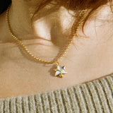 Squeeze-Jewellery-London-Tiny-Ghost-Chunky-Chain-Flower-Pendant-Lily-Necklace-GOld-Silver-Vanilla-Cream-Statement-Cool-Cute-Jewellery