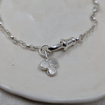 Milly-Maunder-Trio-Pebble-Clover-Charm-Pendant-Rustic-Chain-Bracelet-Stacking-Wrist-Stack-Sterling-Silver