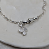 Milly-Maunder-Trio-Pebble-Clover-Charm-Pendant-Rustic-Chain-Bracelet-Stacking-Wrist-Stack-Sterling-Silver