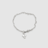Milly-Maunder-Trio-Pebble-Clover-Charm-Pendant-Rustic-Chain-Bracelet-Stacking-Wrist-Stack-Sterling-Silver