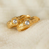 White Topaz Gold Branch Hoop Earrings