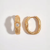 White Topaz Gold Branch Hoop Earrings