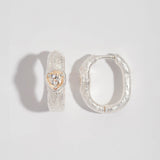 White Topaz Silver Branch Hoop Earrings