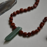 Kan-Studio-Yolanda-Necklace-Red-Jasper-Nugget-Beaded-Green-Aventurine-Large-Gemstone-Spike-Pendant-Natural-Stone-Bead-Bohemian-Cool-Boho-Necklace-Summer-Jewellery