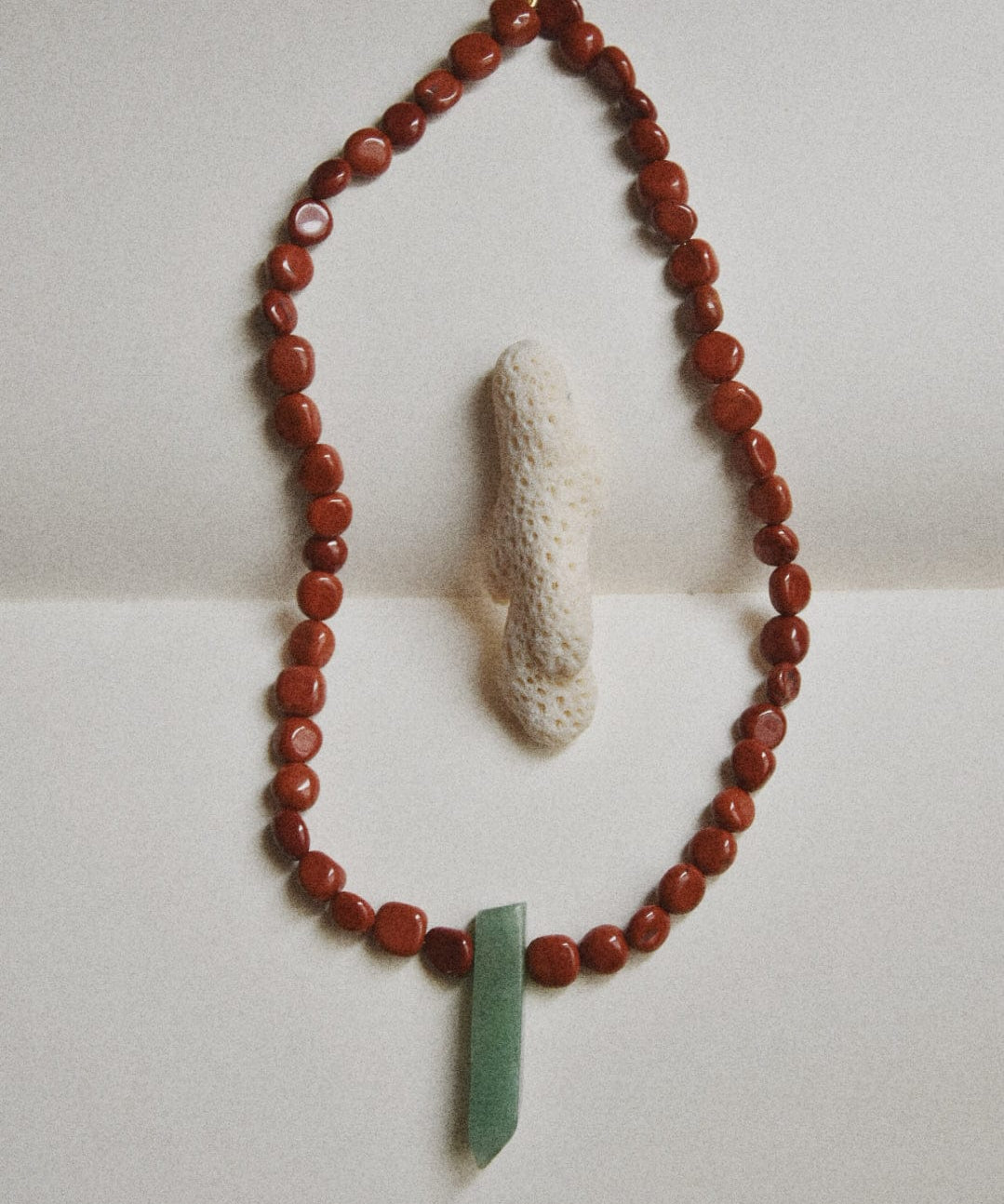 Kan-Studio-Yolanda-Necklace-Red-Jasper-Nugget-Beaded-Green-Aventurine-Large-Gemstone-Spike-Pendant-Natural-Stone-Bead-Bohemian-Cool-Boho-Necklace-Summer-Jewellery