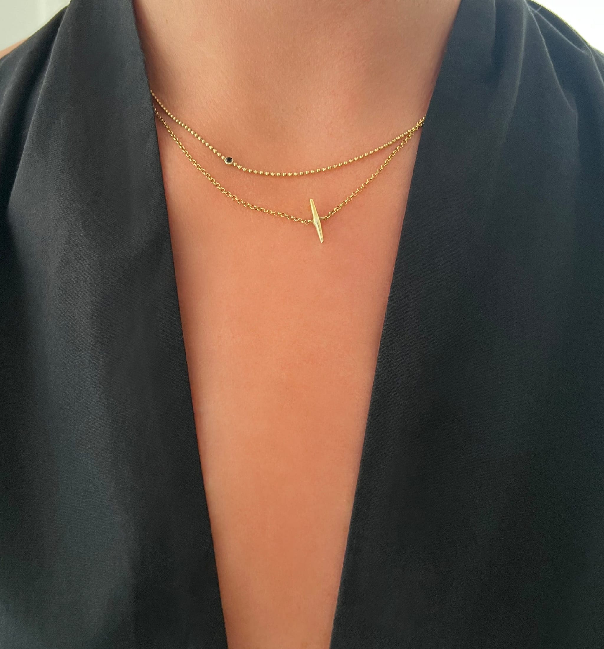 Tory-Long-Zodi-Ball-Chain-Necklace-Black-Sapphire-Stone-Pendant-Minimal