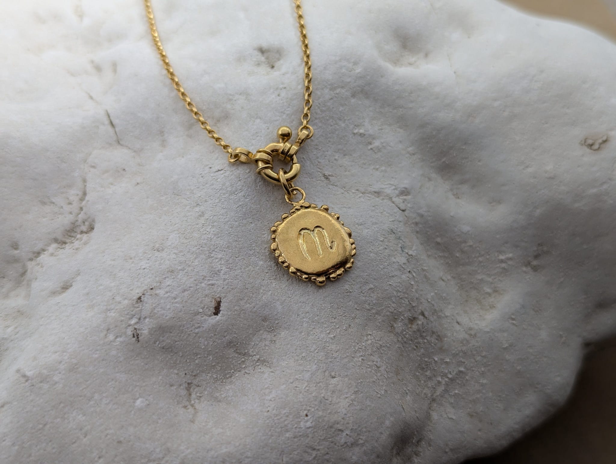 Milly-Maunder-Zodiac-Disc-Coin-Vintage-Style-Astrology-Pendant-Necklace-Chain-Gold-Plated-Personalised