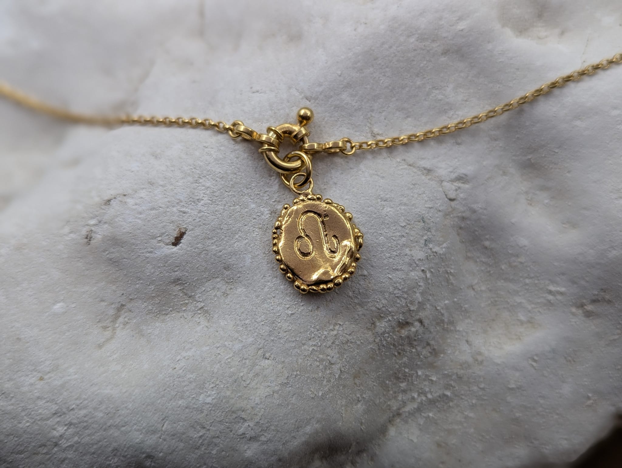 Milly-Maunder-Zodiac-Disc-Coin-Vintage-Style-Astrology-Pendant-Necklace-Chain-Gold-Plated-Personalised