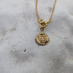 Milly-Maunder-Zodiac-Disc-Coin-Vintage-Style-Astrology-Pendant-Necklace-Chain-Gold-Plated-Personalised