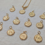 Milly-Maunder-Zodiac-Disc-Coin-Vintage-Style-Astrology-Pendant-Necklace-Chain-Gold-Plated-Personalised