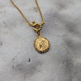 Milly-Maunder-Zodiac-Disc-Coin-Vintage-Style-Astrology-Pendant-Necklace-Chain-Gold-Plated-Personalised