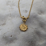 Milly-Maunder-Zodiac-Disc-Coin-Vintage-Style-Astrology-Pendant-Necklace-Chain-Gold-Plated-Personalised