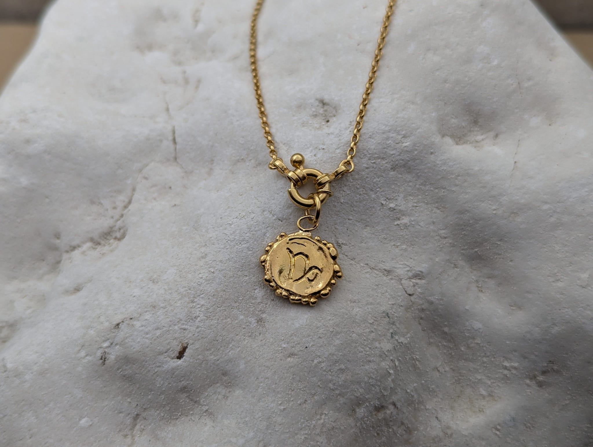 Milly-Maunder-Zodiac-Disc-Coin-Vintage-Style-Astrology-Pendant-Necklace-Chain-Gold-Plated-Personalised