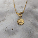 Milly-Maunder-Zodiac-Disc-Coin-Vintage-Style-Astrology-Pendant-Necklace-Chain-Gold-Plated-Personalised