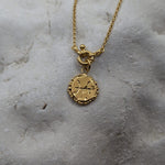 Milly-Maunder-Zodiac-Disc-Coin-Vintage-Style-Astrology-Pendant-Necklace-Chain-Gold-Plated-Personalised
