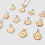 Milly-Maunder-Zodiac-Disc-Coin-Vintage-Style-Astrology-Pendant-Necklace-Chain-Gold-Plated-Personalised