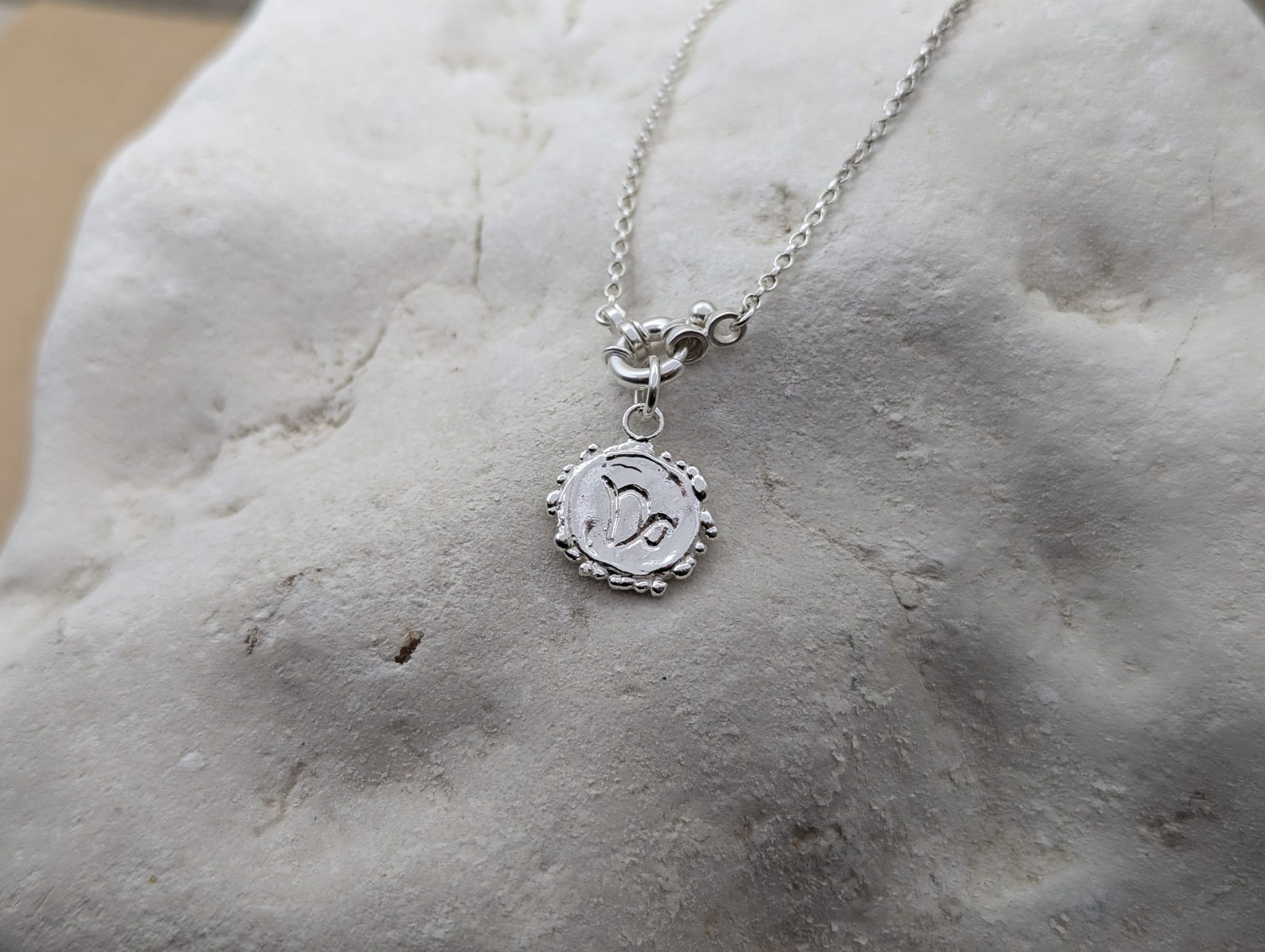 Milly-Maunder-Zodiac-Star-Sign-Coin-Disc-Vintage-Style-Antique-Heirloom-Pendant-Astrology-Chain-Necklace-Sterling-Silver-Personalised