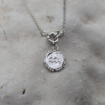 Milly-Maunder-Zodiac-Star-Sign-Coin-Disc-Vintage-Style-Antique-Heirloom-Pendant-Astrology-Chain-Necklace-Sterling-Silver-Personalised