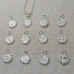 Milly-Maunder-Zodiac-Star-Sign-Coin-Disc-Vintage-Style-Antique-Heirloom-Pendant-Astrology-Chain-Necklace-Sterling-Silver-Personalised
