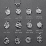 Milly-Maunder-Zodiac-Star-Sign-Coin-Disc-Vintage-Style-Antique-Heirloom-Pendant-Astrology-Chain-Necklace-Sterling-Silver-Personalised